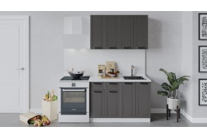 Кухонный гарнитур Лорас длиной 120 см Белый, Холст Вулкан