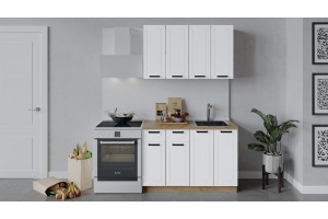 Кухонный гарнитур Лорас длиной 120 см Дуб Крафт золотой, Холст Белый