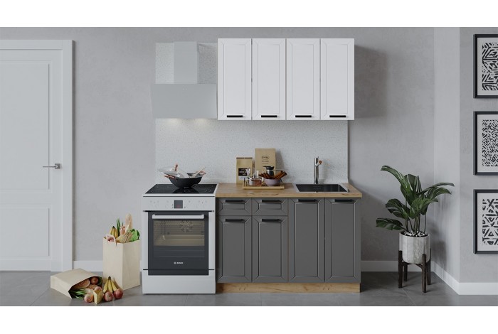 Кухонный гарнитур «Лорас» длиной 120 см Дуб Крафт золотой, Холст Белый, Холст Вулкан