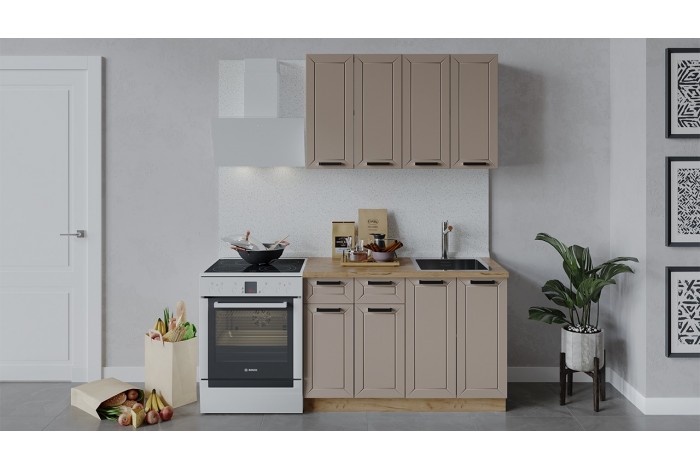 Кухонный гарнитур «Лорас» длиной 120 см Дуб Крафт золотой, Холст латте