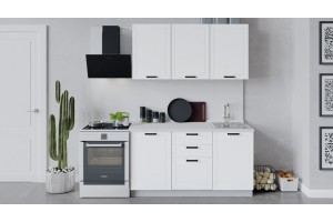 Кухонный гарнитур Лорас длиной 150 см Белый, Холст Белый