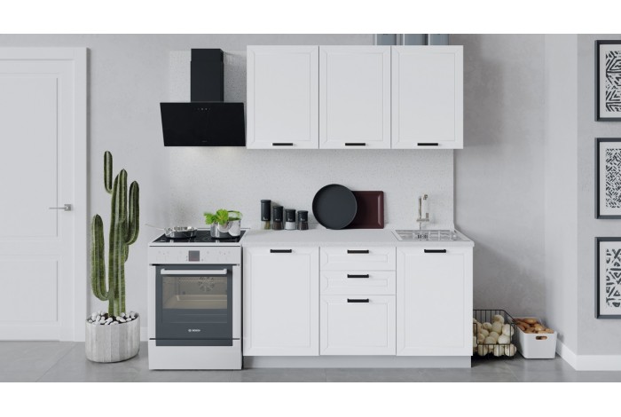 Кухонный гарнитур «Лорас» длиной 150 см Белый, Холст Белый