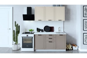 Кухонный гарнитур Лорас длиной 150 см Белый, Холст брюле, Холст латте