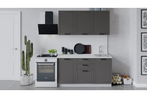 Кухонный гарнитур Лорас длиной 150 см Белый, Холст Вулкан