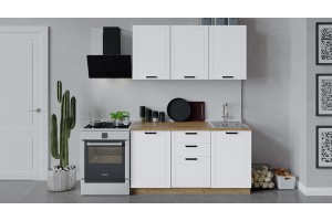 Кухонный гарнитур Лорас длиной 150 см Дуб Крафт золотой, Холст Белый