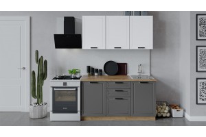 Кухонный гарнитур Лорас длиной 150 см Дуб Крафт золотой, Холст Белый, Холст Вулкан