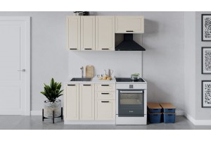 Кухонный гарнитур Лорас длиной 160 (100) см Белый, Холст брюле