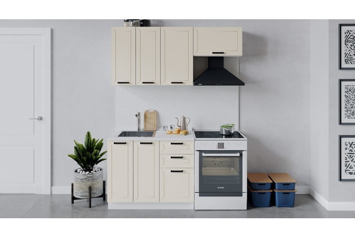 Кухонный гарнитур «Лорас» длиной 160 (100) см Белый, Холст брюле