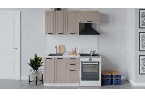 Кухонный гарнитур Лорас длиной 160 (100) см Белый, Холст латте