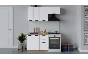 Кухонный гарнитур Лорас длиной 160 (100) см Дуб Крафт золотой, Холст Белый