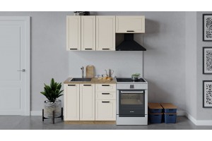 Кухонный гарнитур Лорас длиной 160 (100) см Дуб Крафт золотой, Холст брюле