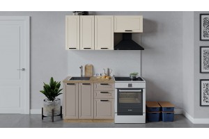 Кухонный гарнитур Лорас длиной 160 (100) см Дуб Крафт золотой, Холст брюле, Холст латте