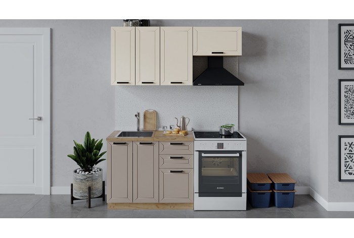 Кухонный гарнитур «Лорас» длиной 160 (100) см Дуб Крафт золотой, Холст брюле, Холст латте