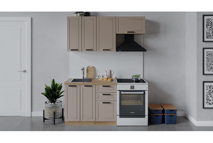 Кухонный гарнитур «Лорас» длиной 160 (100) см Дуб Крафт золотой, Холст латте