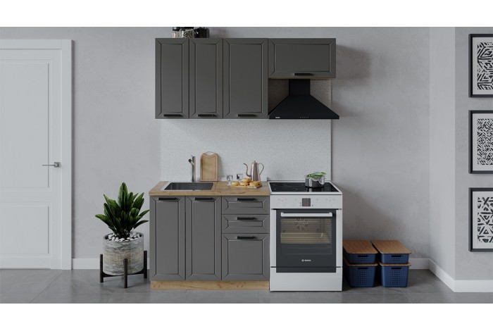 Кухонный гарнитур «Лорас» длиной 160 (100) см Дуб Крафт золотой, Холст Вулкан