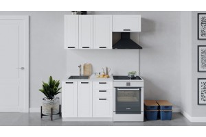 Кухонный гарнитур Лорас длиной 160 (100) см Белый, Холст Белый