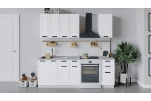 Кухонный гарнитур Лорас длиной 160 см Белый, Холст Белый