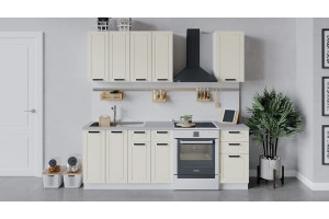 Кухонный гарнитур Лорас длиной 160 см Белый, Холст брюле