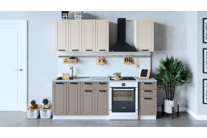 Кухонный гарнитур Лорас длиной 160 см Белый, Холст брюле, Холст латте