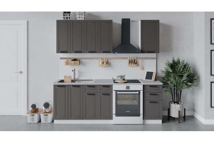 Кухонный гарнитур «Лорас» длиной 160 см Белый, Холст Вулкан