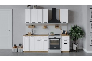 Кухонный гарнитур Лорас длиной 160 см Дуб Крафт золотой, Холст Белый