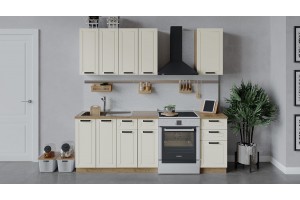 Кухонный гарнитур Лорас длиной 160 см Дуб Крафт золотой, Холст брюле