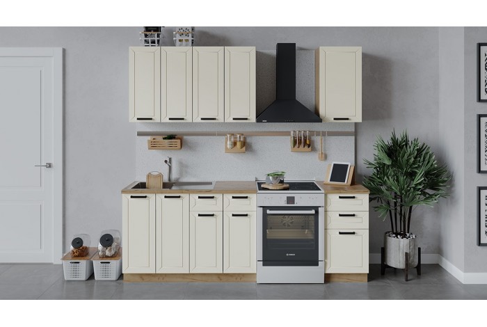 Кухонный гарнитур «Лорас» длиной 160 см Дуб Крафт золотой, Холст брюле