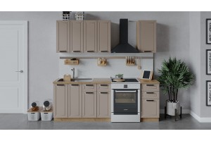 Кухонный гарнитур Лорас длиной 160 см Дуб Крафт золотой, Холст латте