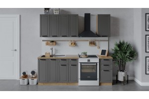 Кухонный гарнитур Лорас длиной 160 см Дуб Крафт золотой, Холст Вулкан