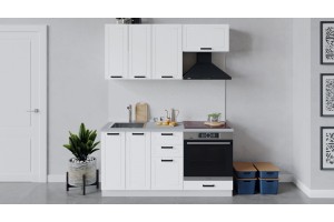 Кухонный гарнитур Лорас длиной 160 см со шкафом НБ Белый, Холст Белый