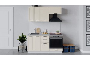 Кухонный гарнитур Лорас длиной 160 см со шкафом НБ Белый, Холст брюле