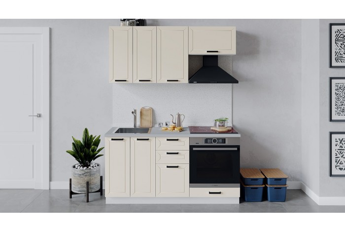 Кухонный гарнитур «Лорас» длиной 160 см со шкафом НБ Белый, Холст брюле