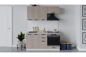 Кухонный гарнитур Лорас длиной 160 см со шкафом НБ Белый, Холст латте