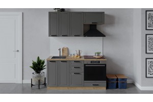 Кухонный гарнитур Лорас длиной 160 см со шкафом НБ Дуб Крафт золотой, Холст Вулкан