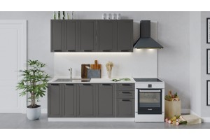 Кухонный гарнитур Лорас длиной 180 см Белый, Холст Вулкан