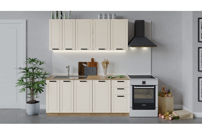 Кухонный гарнитур «Лорас» длиной 180 см Дуб Крафт золотой, Холст брюле