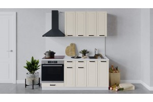 Кухонный гарнитур Лорас длиной 180 см со шкафом НБ Белый, Холст брюле