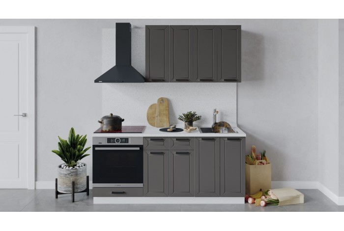 Кухонный гарнитур «Лорас» длиной 180 см со шкафом НБ Белый, Холст Вулкан