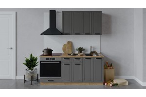 Кухонный гарнитур Лорас длиной 180 см со шкафом НБ Дуб Крафт золотой, Холст Вулкан