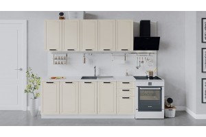 Кухонный гарнитур Лорас длиной 200 см Белый, Холст брюле