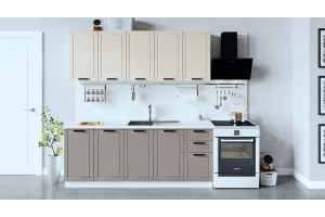 Кухонный гарнитур Лорас длиной 200 см Белый, Холст брюле, Холст латте