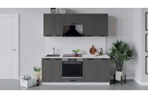 Кухонный гарнитур Лорас длиной 200 см со шкафом НБ Белый, Холст Вулкан