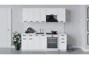 Кухонный гарнитур Лорас длиной 220 (160) см Белый, Холст Белый