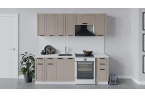 Кухонный гарнитур Лорас длиной 220 (160) см Белый, Холст латте