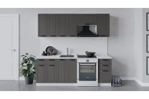 Кухонный гарнитур Лорас длиной 220 (160) см Белый, Холст Вулкан