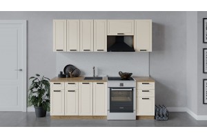 Кухонный гарнитур Лорас длиной 220 (160) см Дуб Крафт золотой, Холст брюле