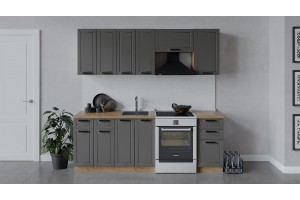 Кухонный гарнитур Лорас длиной 220 (160) см Дуб Крафт золотой, Холст Вулкан