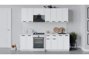 Кухонный гарнитур Лорас длиной 240 (180) см Белый, Холст Белый