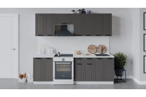 Кухонный гарнитур Лорас длиной 240 (180) см Белый, Холст Вулкан