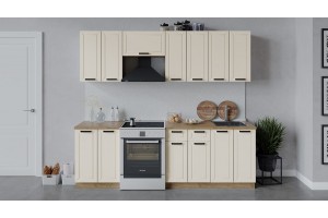 Кухонный гарнитур Лорас длиной 240 (180) см Дуб Крафт золотой, Холст брюле